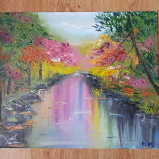 "Varavīksnes ezers" (40x50) 