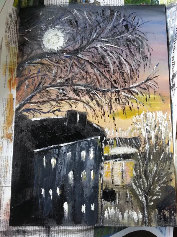 "Nakts manā logā" (30x40)