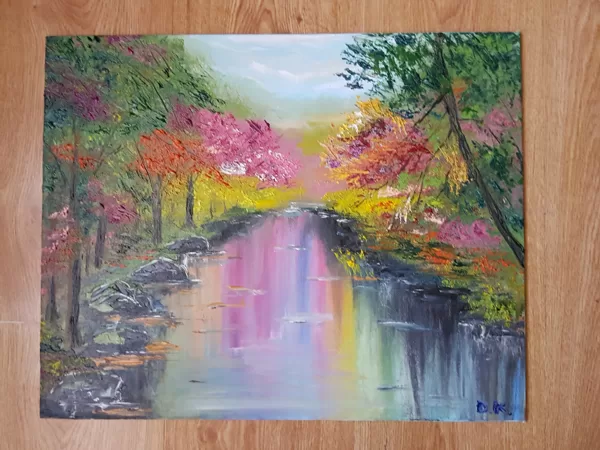 "Varavīksnes ezers" (40x50) 