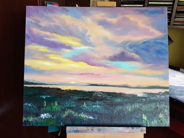 "Saulrietā" (50x60)- Eur120, Pieejama
