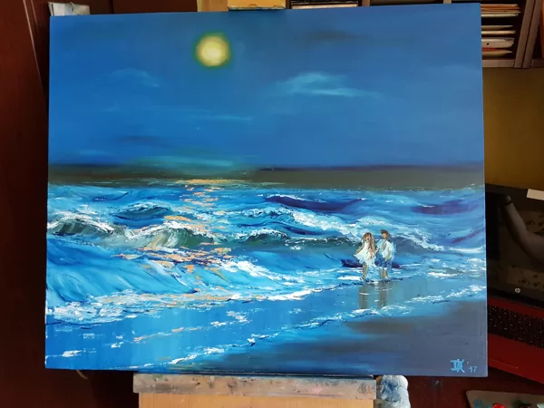 "Sarunas mēnesnīcā" (50x60) - Eur80, Pieejama
